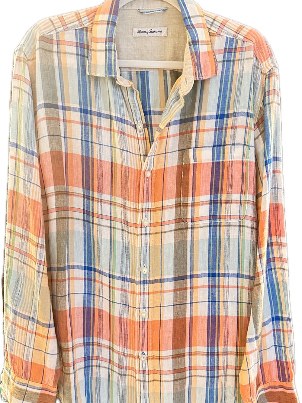 Tommy Bahama Multi-Color Plaid Lightweight Button-Down Linen Shirt
